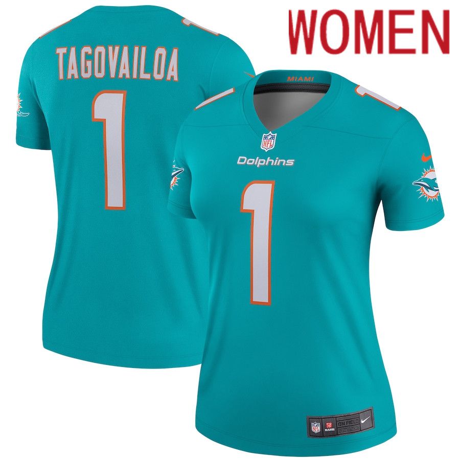 Women Miami Dolphins 1 Tua Tagovailoa Nike Green Legend NFL Jersey